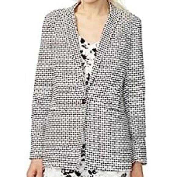 Armani Exchange Womens Bold Linen Blazer Black White Size 2 - Picture 9 of 9
